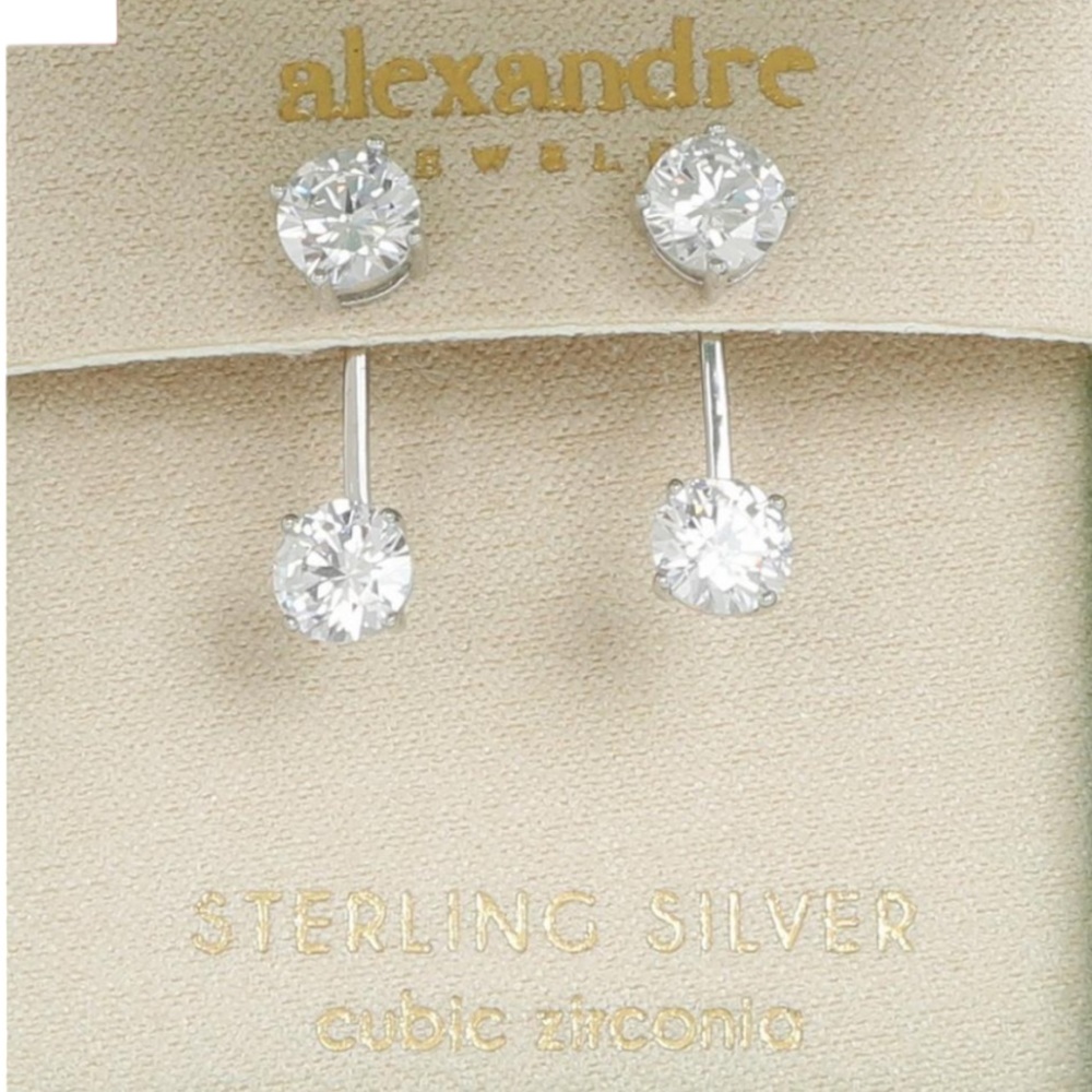 Alexandre Jewelry Fine Sterling Silver Drop Crystal Pendant Earrings NWT